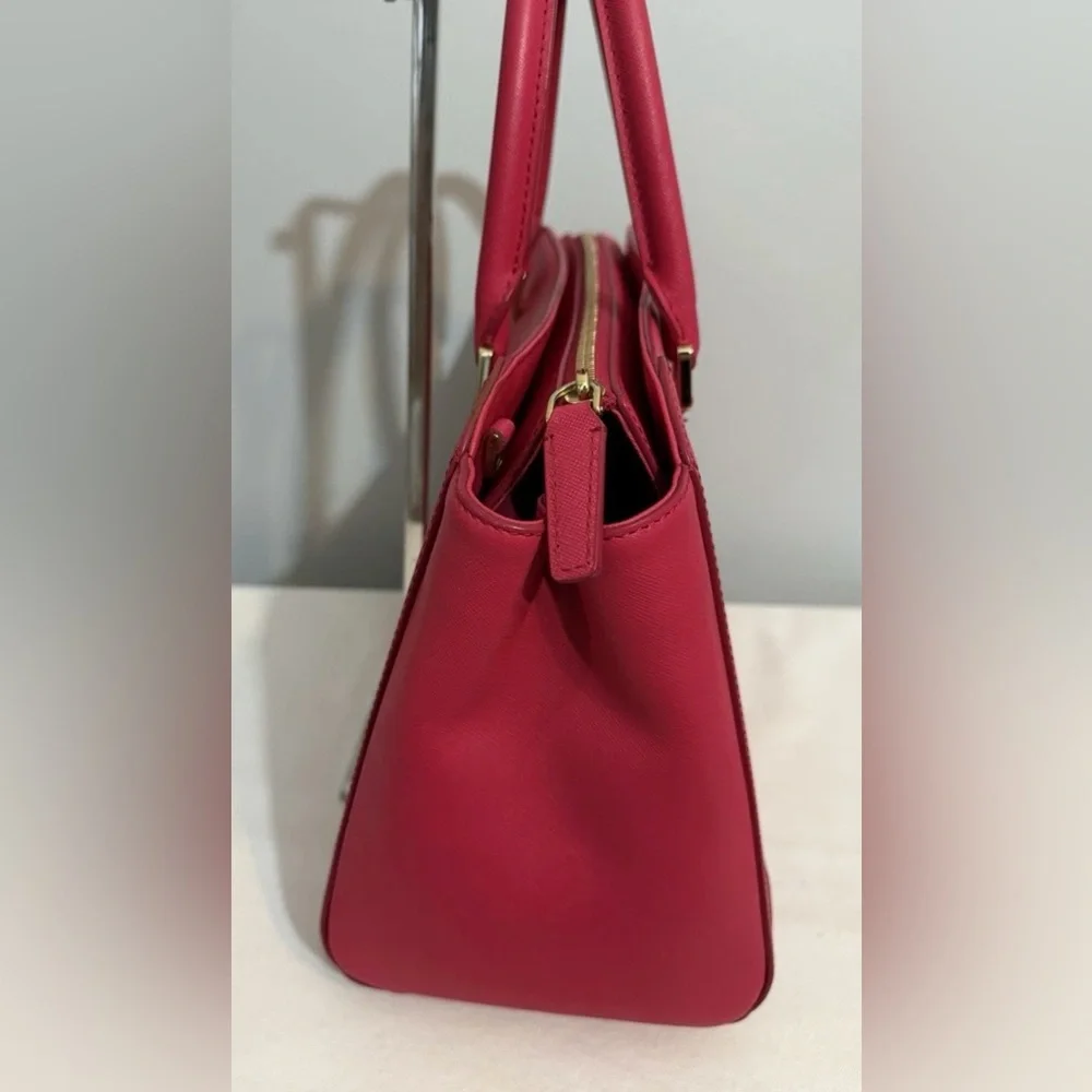 MCM Nuovo Satchel Crossbody Bag Fuchsia Pink Leather